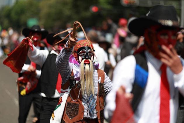 Mexico City marks International Day of the World s Indigenous Peoples MEXICO CITY, MEXICO - AUGUST 09: Participants wearing traditional regional attire perform during the Mega Calenda parade marking the International Day of the World s Indigenous Peoples, on Reforma Avenue, in Mexico City, Mexico on August 09, 2026. ??Hundreds of participants from different indigenous communities in Mexico gathered to celebrate their traditions and commemorate the International Day of the World s Indigenous Peoples, calling for the recognition of their rights, autonomy, and cultural heritage. Daniel Cardenas Anadolu Mexico City Mexico. Editorial use only. Please get in touch for any other usage.  Copyright: x2026xAnadoluxDanielxCardenasx