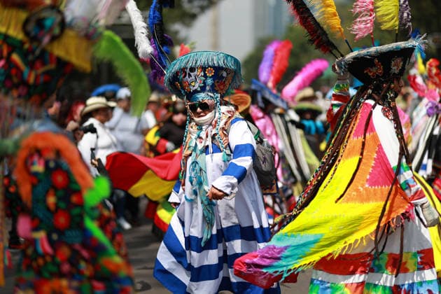 Mexico City marks International Day of the World s Indigenous Peoples MEXICO CITY, MEXICO - AUGUST 09: Participants wearing traditional regional attire perform during the Mega Calenda parade marking the International Day of the World s Indigenous Peoples, on Reforma Avenue, in Mexico City, Mexico on August 09, 2026. ??Hundreds of participants from different indigenous communities in Mexico gathered to celebrate their traditions and commemorate the International Day of the World s Indigenous Peoples, calling for the recognition of their rights, autonomy, and cultural heritage. Daniel Cardenas Anadolu Mexico City Mexico. Editorial use only. Please get in touch for any other usage.  Copyright: x2026xAnadoluxDanielxCardenasx