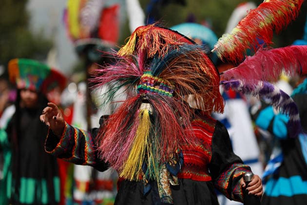 Mexico City marks International Day of the World s Indigenous Peoples MEXICO CITY, MEXICO - AUGUST 09: Participants wearing traditional regional attire perform during the Mega Calenda parade marking the International Day of the World s Indigenous Peoples, on Reforma Avenue, in Mexico City, Mexico on August 09, 2026. ??Hundreds of participants from different indigenous communities in Mexico gathered to celebrate their traditions and commemorate the International Day of the World s Indigenous Peoples, calling for the recognition of their rights, autonomy, and cultural heritage. Daniel Cardenas Anadolu Mexico City Mexico. Editorial use only. Please get in touch for any other usage.  Copyright: x2026xAnadoluxDanielxCardenasx