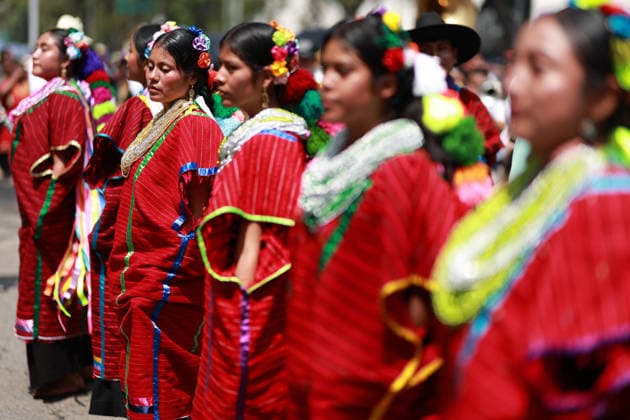 Mexico City marks International Day of the World s Indigenous Peoples MEXICO CITY, MEXICO - AUGUST 09: Participants wearing traditional regional attire perform during the Mega Calenda parade marking the International Day of the World s Indigenous Peoples, on Reforma Avenue, in Mexico City, Mexico on August 09, 2026. ??Hundreds of participants from different indigenous communities in Mexico gathered to celebrate their traditions and commemorate the International Day of the World s Indigenous Peoples, calling for the recognition of their rights, autonomy, and cultural heritage. Daniel Cardenas Anadolu Mexico City Mexico. Editorial use only. Please get in touch for any other usage.  Copyright: x2026xAnadoluxDanielxCardenasx