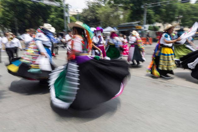 August 9, 2026, Mexico City, Mexico: The Mexico City government held the 17th Mega Calenda 2026, a cultural parade that traveled from the Angel of Independence along Paseo de la Reforma to the citys Zocalo, featuring participants in traditional clothing, dances and music, as part of International Indigenous Peoples Day and the 12th Festival of Indigenous Cultures, Indigenous Peoples and Native Neighborhoods of Mexico City. Mexico City Mexico  - ZUMAl178 20260809_znp_l178_013 Copyright: xCristianxLeyvax
