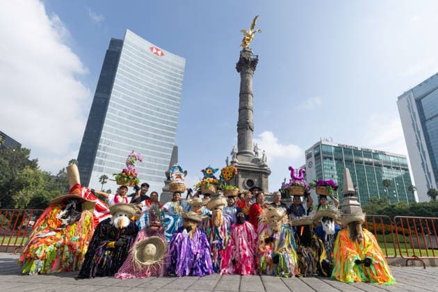 August 9, 2026, Mexico City, Mexico: The Mexico City government held the 17th Mega Calenda 2026, a cultural parade that traveled from the Angel of Independence along Paseo de la Reforma to the citys Zocalo, featuring participants in traditional clothing, dances and music, as part of International Indigenous Peoples Day and the 12th Festival of Indigenous Cultures, Indigenous Peoples and Native Neighborhoods of Mexico City. Mexico City Mexico - ZUMAl178 20260809_znp_l178_005 Copyright: xCristianxLeyvax