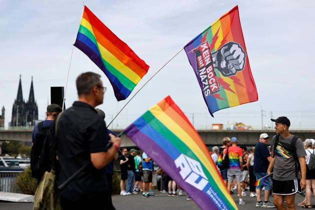 Scene from the Cologne Queer March under the slogan Cologne Shows Solidarity, Cologne Takes a Stand, a solidarity demonstration following the Islamist attack on the CSD in Berlin. Featured image, symbolic image. Cologne, August 9, 2026. North Rhine-Westphalia, Germany Copyright: xChristophxHardtx