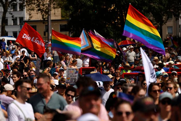 Scene from the Cologne Queer March under the slogan Cologne Shows Solidarity, Cologne Takes a Stand, a solidarity demonstration following the Islamist attack on the CSD in Berlin. Featured image, symbolic image. Cologne, August 9, 2026, North Rhine-Westphalia, Germany Copyright: xChristophxHardtx