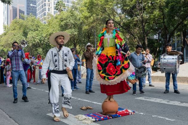 August 9, 2026, Mexico City, Mexico: MEXICO Mexico City, MEXICO †AUGUST 9, 2026: Participants wearing traditional clothing dance and march during the 17th Mega Calenda cultural parade from the Angel of Independence to the Zocalo in Mexico City, August 9, 2026. Organized by the Mexico City government, the event commemorates the International Day of the World s Indigenous Peoples and is part of the 12th Festival of Indigenous Cultures, Indigenous Peoples, and Native Neighborhoods of Mexico City. Mexico City Mexico - ZUMAq101 20260809_zna_q101_158 Copyright: xCristianxLeyvax