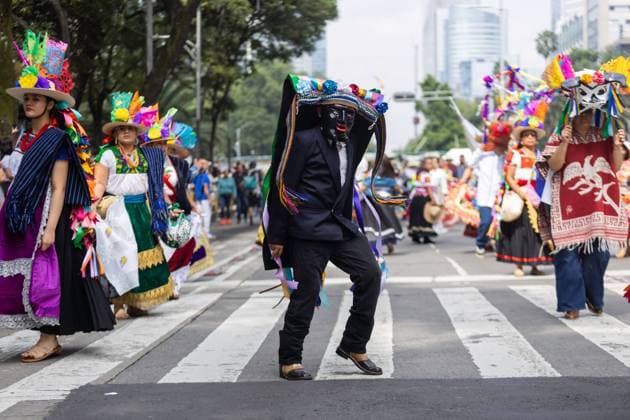 August 9, 2026, Mexico City, Mexico: MEXICO Mexico City, MEXICO †AUGUST 9, 2026: Participants wearing traditional clothing dance and march during the 17th Mega Calenda cultural parade from the Angel of Independence to the Zocalo in Mexico City, August 9, 2026. Organized by the Mexico City government, the event commemorates the International Day of the World s Indigenous Peoples and is part of the 12th Festival of Indigenous Cultures, Indigenous Peoples, and Native Neighborhoods of Mexico City. Mexico City Mexico - ZUMAq101 20260809_zna_q101_173 Copyright: xCristianxLeyvax