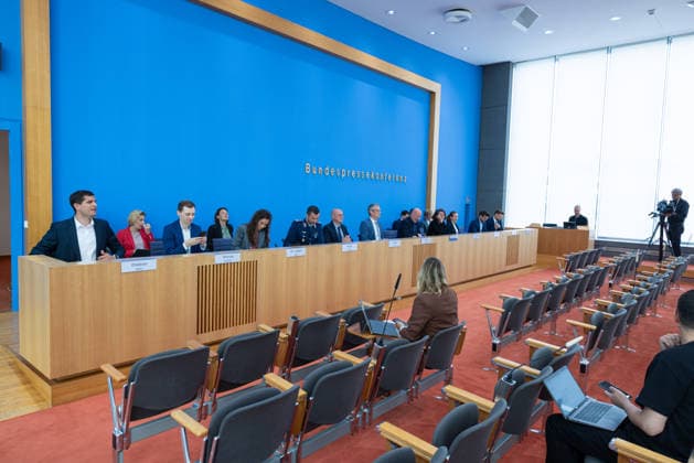 German Government Press Conference, Berlin, August 10, 2026: Spokespersons for the Federal Government answer questions from the press at the Federal Press Conference