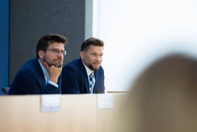 German Government Press Conference, Berlin, August 10, 2026: Stephan Gabriel Haufe, press secretary for the Federal Ministry for the Environment, Nature Conservation, and Nuclear Safety (BMUKN), answers questions from the press at the Federal Press Conference.
