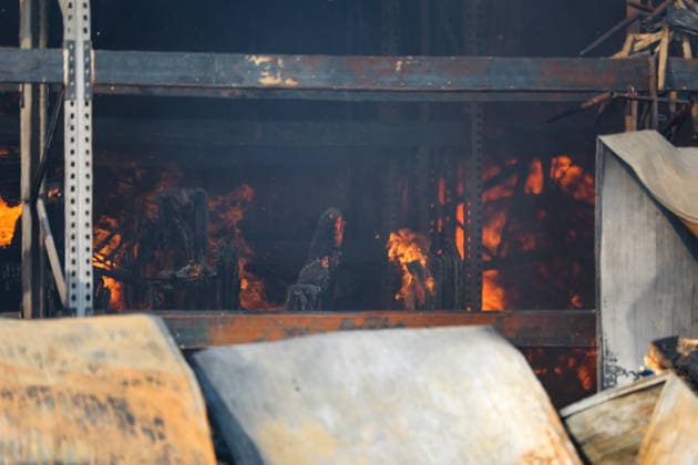RUSSIA, DONETSK PEOPLE S REPUBLIC - AUGUST 10, 2026: A fire breaks out after a Ukrainian drone strike on the Galaktika Galaxy shopping centre in Makeyevka, east of Donetsk. Dmitry Yagodkin TASS  95999118