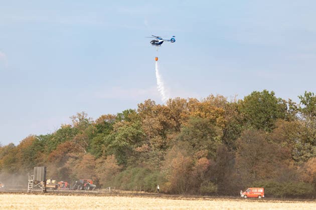 Firefighters Battle Wildfire at the Edge of the Forest Near Buschhoven A wildfire is spreading near Buschhoven in the municipality of Swisttal. What started as a burning field has spread to the adjacent forest due to strong winds; more Copyright: xMarcxJohnx