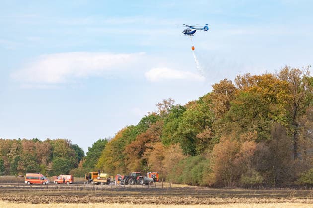Firefighters Battle Wildfire at the Edge of the Forest Near Buschhoven A wildfire is spreading near Buschhoven in the municipality of Swisttal. What started as a burning field has spread to the adjacent forest due to strong winds; more Copyright: xMarcxJohnx