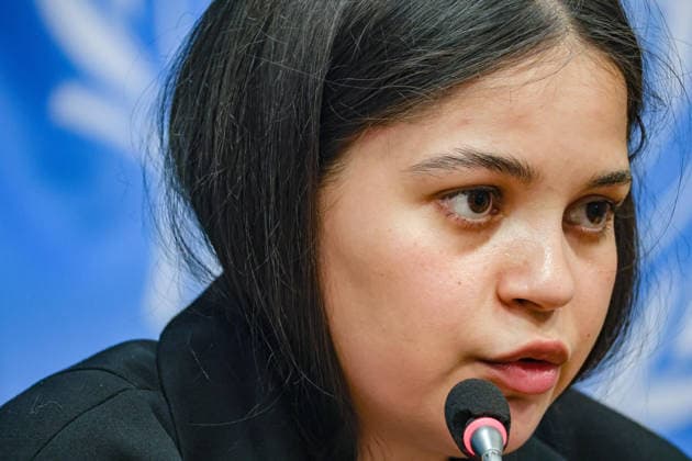 August 10, 2026, New York, New York, United States: LENIIE UMEROVA, a Ukrainian Crimean Tatar and former civilian detainee, addresses a press briefing following her testimony at a UN Security Council Arria-formula meeting at UNHQ. UMEROVA was detained by Russian authorities in December 2022 while travelling to occupied Crimea to visit her seriously ill father and was later transferred to Moscowâ€⠢s Lefortovo prison, where she was accused of espionage. Held until September 2024, she described interrogation, prolonged isolation, and physical and psychological abuse, as well as the broader treatment of Ukrainian civilian detainees. New York United States - ZUMAo116 20260810_znp_o116_018 Copyright: xBiancaxOterox
