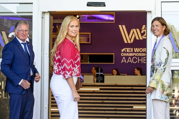 Aken, The Netherlands, 2026-08-11 11:07:37 AACHEN, 11-08-2026, Allianz Park Princess of Orange Princess Amalia attends the opening of the 2026 FEI World Championships in Aachen. The FEI World Championships is a large-scale global equestrian event where world titles are contested in all six equestrian disciplines: dressage, eventing, driving, para-dressage, show jumping, and vaulting. This year, the event is being organized in Aachen, which, like Rotterdam, is known for its Concours Hippique International Officiel (CHIO), and takes place at Allianz Park. PHOTO: NLBeeld Patrick van Emst Credit: NL Beeld Patrick van Emst  Copyright: xx x