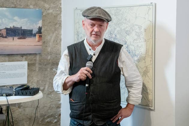 Preservation of the Great Bunker of the New Reich Chancellery, Presentation in Berlin, Berliner Unterwelten Association, the association’s underground exhibition spaces, Am Zeughaus, Dietmar Arnold, Chairman, for the Preservation of the Large Bunker of the New Reich Chancellery, Presentation, Press Conference, Berlin, Germany
