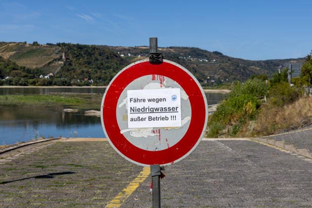 Die Rheinfähre Kaub hat am 09.08.26 den Betrieb wegen dem Niedrigwasser vorrübergehend eingestellt