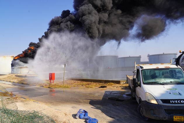Firefighters battle blaze at Zawiya Oil Complex following drone attack in Libya TRIPOLI, LIBYA - AUGUST 11: Firefighters work to extinguish a blaze inside a diesel tank following an attack at the Zawiya Oil Complex, west of Tripoli, Libya on August 11, 2026. The facility, operated by the National Oil Corporation (NOC), is one of the country s main refineries and fuel supply hubs. Hazem Turkia Anadolu Tripoli Libya. Editorial use only. Please get in touch for any other usage.  Copyright: x2026xAnadoluxHazemxTurkiax