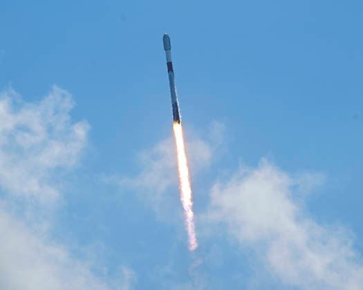 SpaceX launches the Falcon 9 rocket carrying an additional 29 Starlink satellites at 11:58 AM from Launch Complex 40 at the Cape Canaveral Space Force Station, Florida on Tuesday August 11, 2026.  CCP20260811003 JOExMARINO