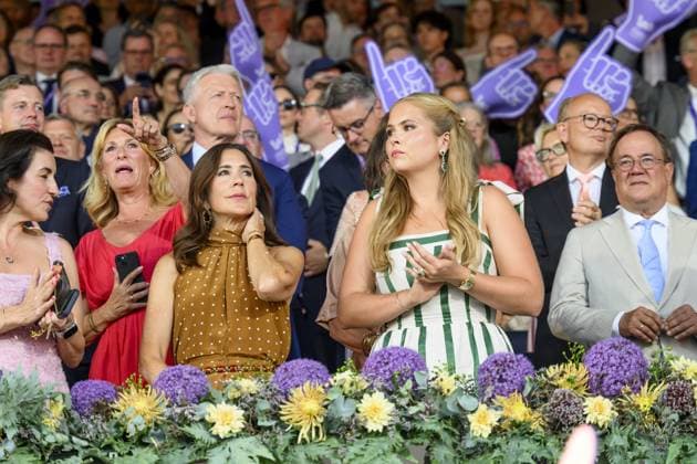 Aken, The Netherlands, 2026-08-11 20:36:50 AACHEN, 11-08-2026, Allianz Park Princess of Orange Princess Amalia attends the opening of the 2026 FEI World Championships in Aachen. The FEI World Championships is a large-scale global equestrian event where world titles are contested in all six equestrian disciplines: dressage, eventing, driving, para-dressage, show jumping, and vaulting. This year, the event is being organized in Aachen, which, like Rotterdam, is known for its Concours Hippique International Officiel (CHIO), and takes place at Allianz Park. PHOTO: NLBeeld Patrick van Emst In the photo: Crown Princess Mary of Denmark and Princess Amalia Credit: NL Beeld Patrick van Emst  Copyright: xx x