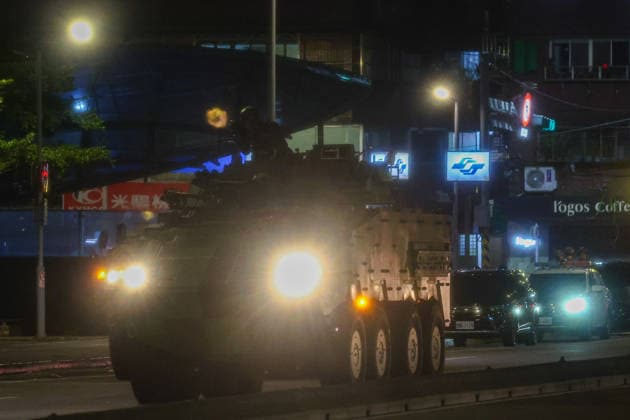 Han Kuang military exercise in Taiwan TAIPEI, TAIWAN - AUGUST 12: Taiwanese soldiers open fire onboard the CM-32 armored vehicles during a defense drill in urban areas, as part of the Han Kuang military exercise, in Taipei City, Taiwan, on August 12, 2026. China said on Tuesday it will hold military exercises with Indonesian navies in sensitive waters east of Taiwan in mid-August. The announcement comes at a time when the self governing island is holding its annual Han Kuang exercises to brace for possible attacks by Beijing. Daniel Ceng Anadolu Taipei Taiwan. Editorial use only. Please get in touch for any other usage.  Copyright: x2026xAnadoluxDanielxCengx