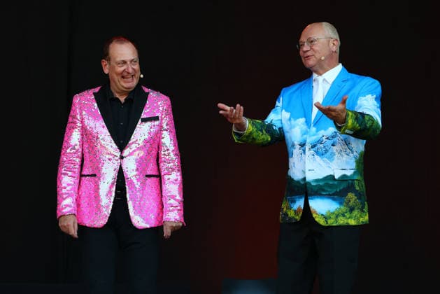 Volker Heißmann and Martin Rassau at the 2026 Seebühnen Festival on the Wilhelminenaue in Bayreuth