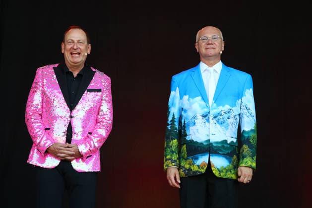 Volker Heißmann and Martin Rassau at the 2026 Seebühnen Festival on the Wilhelminenaue in Bayreuth