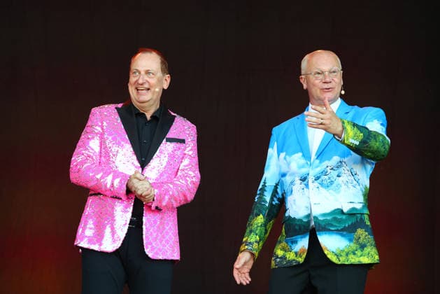 Volker Heißmann and Martin Rassau at the 2026 Seebühnen Festival on the Wilhelminenaue in Bayreuth