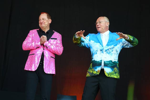 Volker Heißmann and Martin Rassau at the 2026 Seebühnen Festival on the Wilhelminenaue in Bayreuth