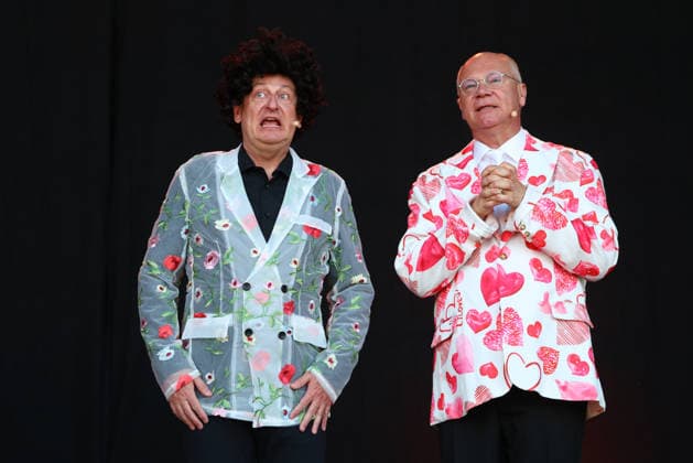 Volker Heißmann and Martin Rassau at the 2026 Seebühnen Festival at the Wilhelminenaue in Bayreuth