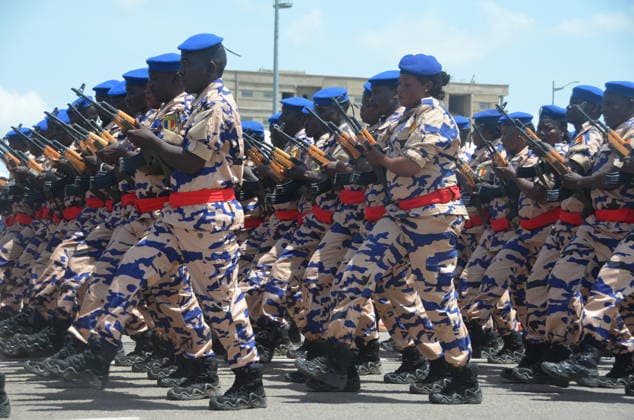 (260811) -- N DJAMENA, Aug. 11, 2026 -- Members of defense forces parade during the Independence Day celebration in N Djamena, the capital of Chad, Aug. 11, 2026. (Photo by Xinhua) CHAD-N DJAMENA-INDEPENDENCE DAY-MILITARY PARADE MbaigolmemxArnaud 