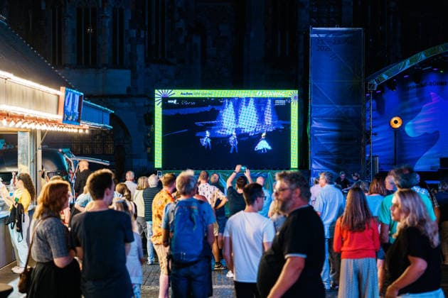 Germany, Aachen: Program for the World Equestrian Games, World Championships, FEI, World Championships Special in the Old Town, concerts, Ferris wheel, Katschhof, CHIO, public viewing of the World Equestrian Games opening ceremony Copyright: xThiemoxRudolphx