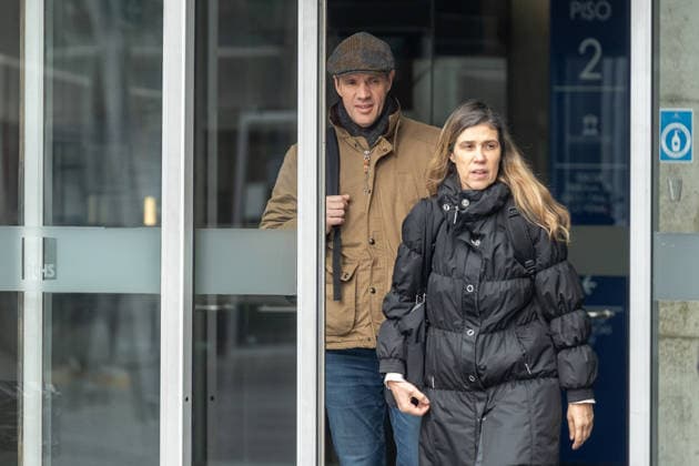 August 11, 2026, Santiago, Chile: Michael Clark (L) leaves building C of the Santiago Justice Center. The manager of Sartor Finance Group, and former president of azul-azul, Michael Clark, appears in the 4th local police court for formalization for his alleged link with the economic crimes of the so-called Sartor Case, which would be: disloyal administration, fraud, money laundering, fraud by omission, acquisition of shares and delivery of false information to the market. Santiago Chile - ZUMAs197 20260811_aaa_s197_112 Copyright: xSebastianxNancox
