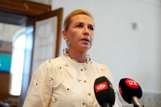 Denmark Migrants Denmark s Prime Minister Mette Frederiksen speaks to the media prior to a meeting in Parliament regarding the migrants who recently arrived in the Spanish enclave of Ceuta, in Copenhagen, Wednesday, August 12, 2026, Copenhagen, Denmark  Copyright: SebastianxEliasxUthx spdk20260812-095733-L