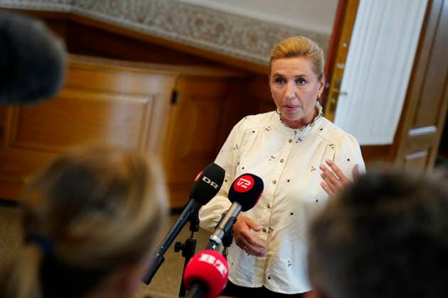 Denmark Migrants Denmark s Prime Minister Mette Frederiksen speaks to the media prior to a meeting in Parliament regarding the migrants who recently arrived in the Spanish enclave of Ceuta, in Copenhagen, Wednesday, August 12, 2026, Copenhagen, Denmark  Copyright: SebastianxEliasxUthx spdk20260812-100052-L