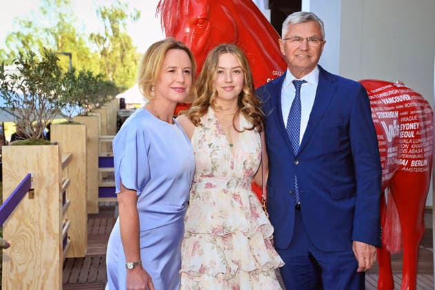 Julia Becker, Helena Becker, and Otto Becker at the Media Night for the 2026 FEI World Championships Aachen in the Champions Circle at the Aachen Equestrian Stadium, August 11, 2026 Foto:xC.xAdolph xFuturexImagex fei_6816