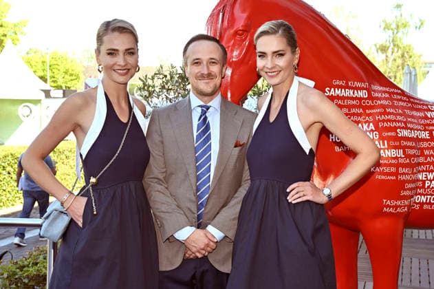 Nina Meise, Joe Laschet, and Julia Meise at the Media Night for the 2026 FEI World Championships Aachen in the Champions Circle at the Aachen Equestrian Stadium, August 11, 2026 Foto:xC.xAdolph xFuturexImagex fei_6824