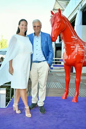 Caroline Bosbach with her father, Wolfgang Bosbach, at the Media Night for the 2026 FEI World Championships Aachen in the Champions Circle at the Aachen Equestrian Stadium, August 11, 2026 Foto:xC.xAdolph xFuturexImagex fei_6866