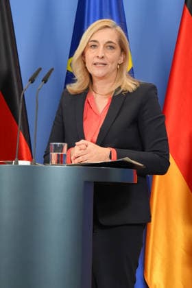 Press conference with Federal Minister Warken and Interior Minister Dobrindt on the reform of intelligence service legislation. A portrait of Federal Minister Nina Warken at the press conference following the Federal Cabinet meeting on the reform of intelligence service legislation, Berlin, August 12, 2026, Berlin, Berlin, Germany