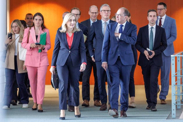 Press conference with Federal Minister Nina Warken and Federal Minister Alexander Dobrindt on the reform of intelligence service law at the Federal Chancellery in Berlin on August 12, 2026 Berlin Berlin Germany Federal Chancellery