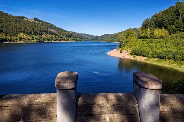 August 12, 2026: View of the water at the Oder Dam near Bad Lauterberg in the district of Göttingen, Lower Saxony.