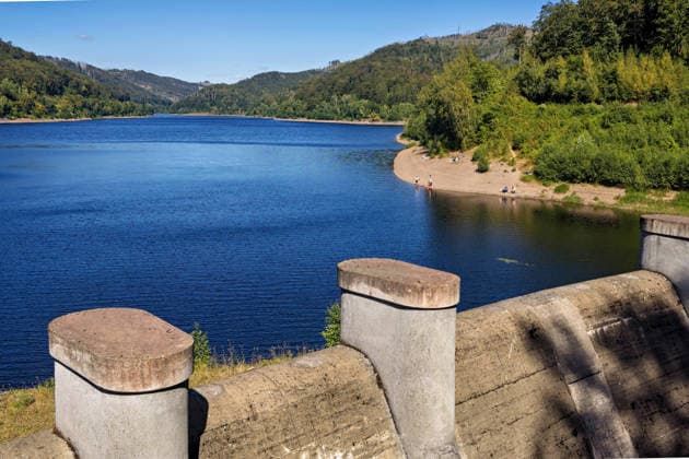 August 12, 2026: View of the water at the Oder Dam near Bad Lauterberg in the district of Göttingen, Lower Saxony.