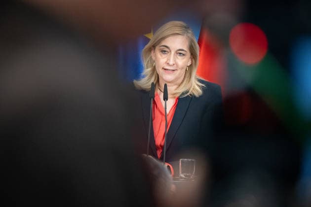 Nina Warken, Federal Minister for Special Tasks, Head of the Federal Chancellery, and Federal Government Commissioner for the Federal Intelligence Services, during a press conference at the Federal Chancellery on the reform of intelligence service legislation, Berlin, Germany, Federal Chancellery