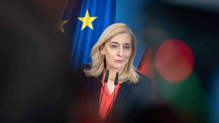 Nina Warken, Federal Minister for Special Tasks, Head of the Federal Chancellery, and Federal Government Commissioner for the Federal Intelligence Services, during a press conference at the Federal Chancellery on the reform of intelligence service legislation, Berlin, Germany, Federal Chancellery