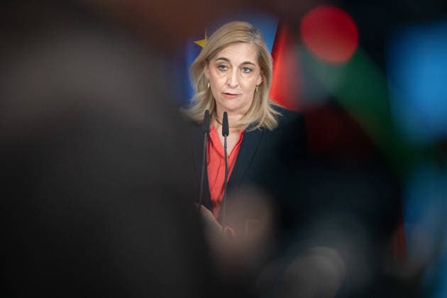 Nina Warken, Federal Minister for Special Tasks, Head of the Federal Chancellery, and Federal Government Commissioner for the Federal Intelligence Services, during a press conference at the Federal Chancellery on the reform of intelligence service legislation, Berlin, Germany, Federal Chancellery