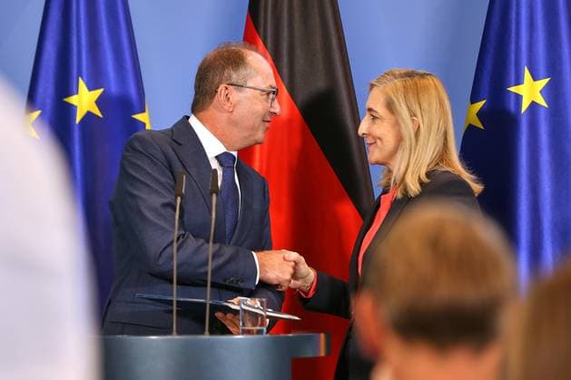 Berlin, Germany, August 12, 2026 Federal Chancellery Press Conference on the Reform of Intelligence Agency Law Federal Minister of the Interior Alexander Dobrindt (CSU) and Minister of the Federal Chancellery Nina Warken (CDU) Copyright: xdtsxNachrichtenagenturx dts_130001