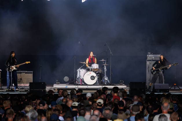 Sailor Honeymoon live at Oyafestivalen 2026 Oslo, Norway. 12th, August 2026. The South Korean punk rock band Sailor Honeymoon performs a live concert during the Norwegian music festival Oyafestivalen 2026 in Oslo. Here drummer and singer Abi Raymaker is seen live on stage wiht bass player Kim Yerim (R) and guitarist Zaeeun Shin (L). Norway, Oslo  Copyright: xGonzalesxPhoto KetilxMartinsenx