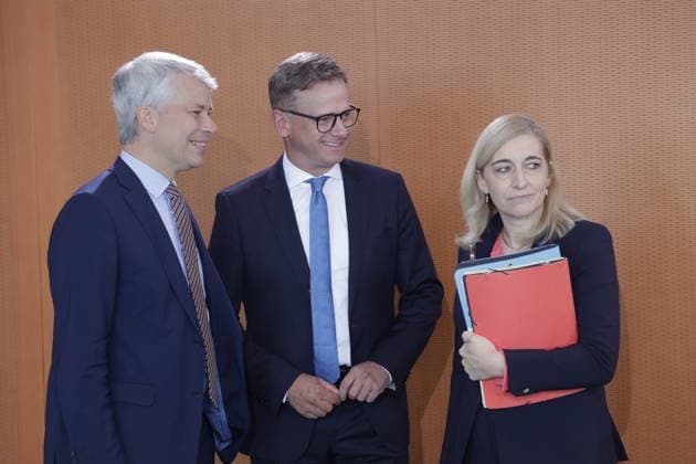 Steffen Bilger, Federal Minister of Transportation; Dr. Carsten Linnemann, Federal Minister of Health; Nina Warken, Federal Minister for Special Tasks and Head of the Federal Chancellery, Germany, Berlin, Federal Chancellery, At its 55th meeting on August 12, 2026, the Federal Cabinet will address, among other things, the draft bill to introduce an early retirement pension