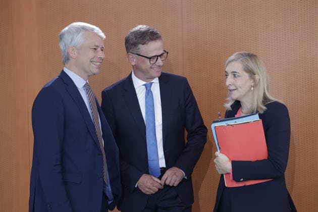 Steffen Bilger, Federal Minister of Transportation; Dr. Carsten Linnemann, Federal Minister of Health; Nina Warken, Federal Minister for Special Tasks and Head of the Federal Chancellery, Germany, Berlin, Federal Chancellery, At its 55th meeting on August 12, 2026, the Federal Cabinet will address, among other things, the draft bill to introduce an early retirement pension