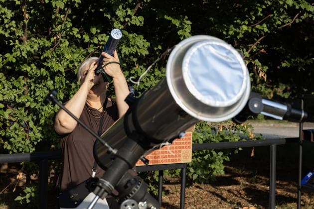 Solar eclipse in Italy CASERTA, ITALY - AUGUST 12: People watch the solar eclipse inside the Caserta planetarium, in Caserta, Southern Italy, on August 12, 2026. A solar eclipse is an optical-astronomical phenomenon, usually associated with the sun-earth-moon system, characterized by the obscuration of all or part of the solar disk by the moon, as seen from Earth. Iso Ekle Anadolu Caserta Italy. Editorial use only. Please get in touch for any other usage.  Copyright: x2026xAnadoluxIsoxEklex