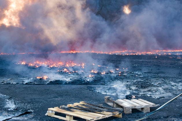 RUSSIA, KRASNODAR REGION - AUGUST 12, 2026: A warehouse storing plastic products hit by fire in the village of Lenina, southeast of Krasnodar. The fire covering an area of 2.2 thousand sq m has been contained. Roman Sokolov TASS  96070048