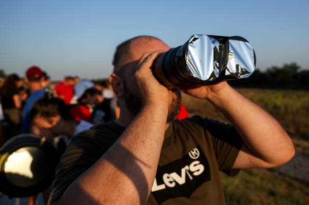 Solar eclipse in Croatia People watch the moon partially covers the sun during a solar eclipse in Zagreb, Croatia, August 12, 2026  IgorxKralj PIXSELL